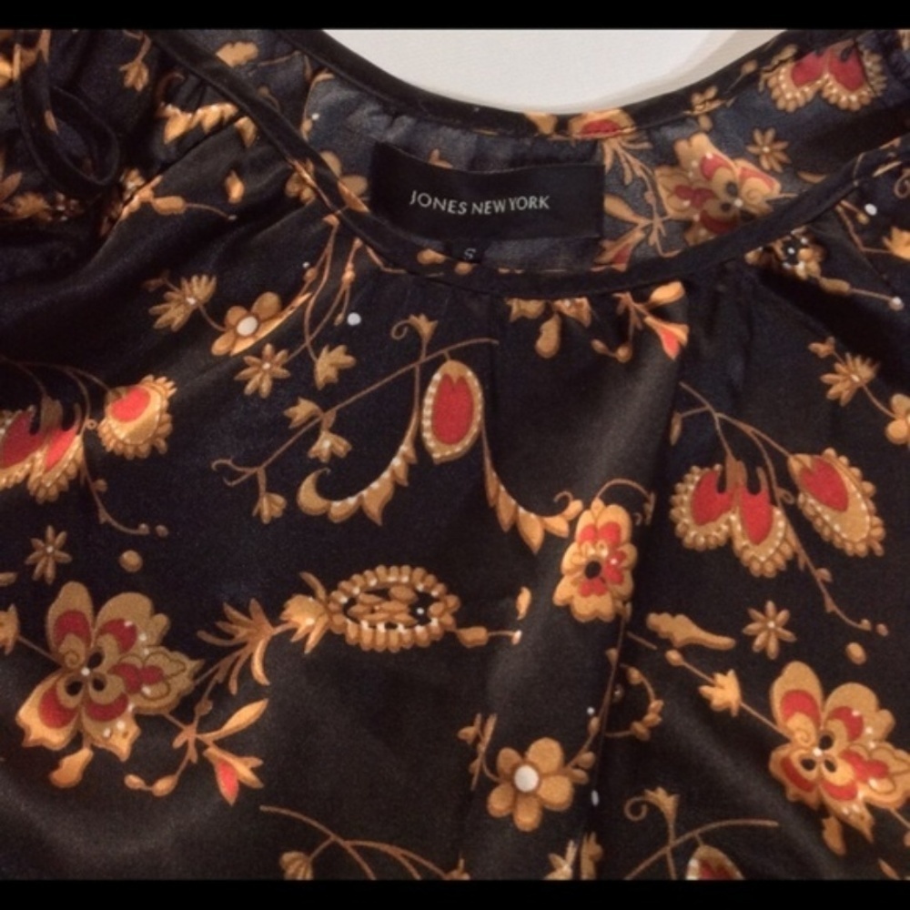 Jones New York | Dress Floral Neutral Black Fall Colors Orange Brown - Picture 8 of 9
